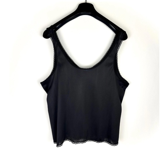 Vintage 1980’s ‘Vassarette’ Satin Nylon Scoop Neck Black Slip Top - Large - Picture 8 of 10